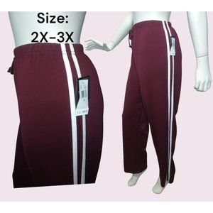 Burgundy/White Tracksuit Sweatsuit Loungewear Pants size 2X available